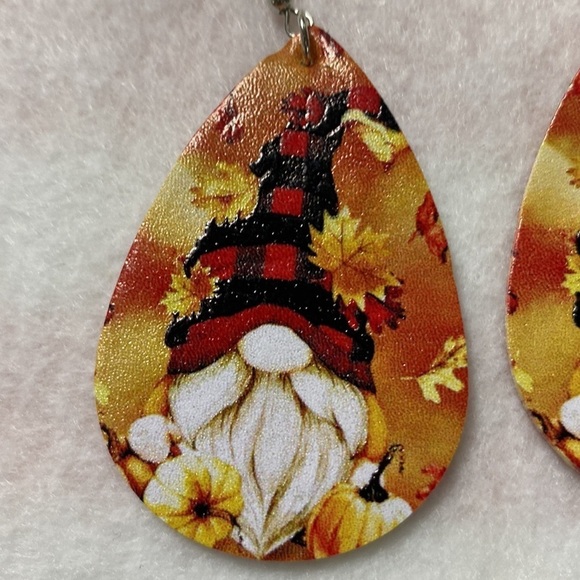 Faux Leather Teardrop Gnome Earrings Print Both sides (CO) - Picture 3 of 5